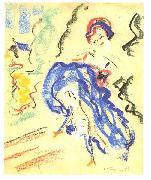 Ernst Ludwig Kirchner Dancer in a blue skirt oil painting artist
